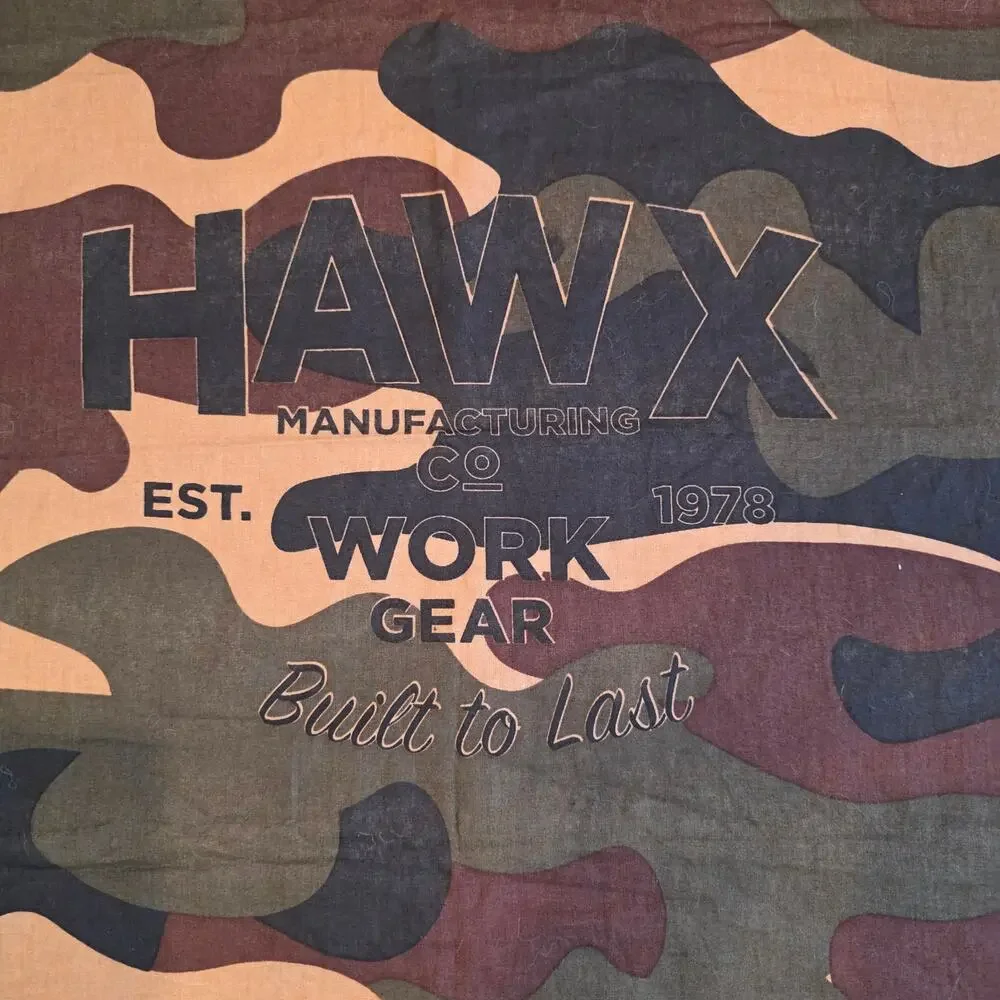 HAWX Work Gear Camouflage Bandana 100% Cotton Camo Workwear Handkerchief
